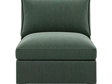 Armless Chair With Design For Living Room - Dark Green