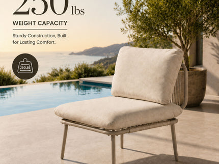 Modular Patio Armless Sofa Chair With Thick Cushion - Off White
