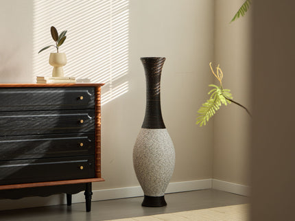 Tall Designer Floor Vase With Elegant 2 Tone