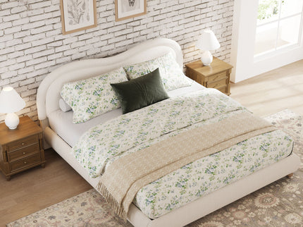 Upholstered Platform Bed Frame With Curved Headboard