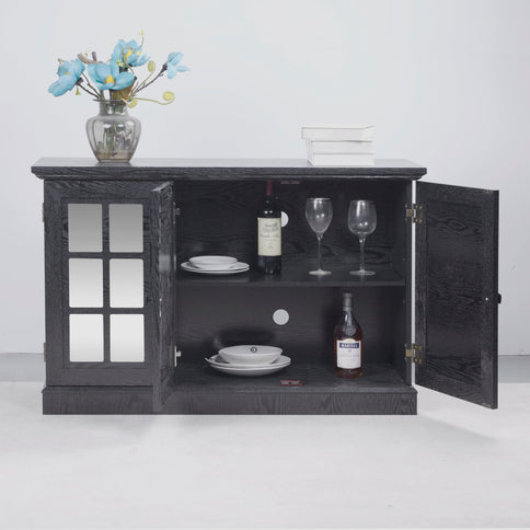 Storage Cabinet With 3 Mirrored Acrylic Doors, Adjustable Shelves