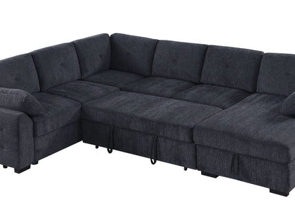 Nyhan - Upholstered Corner Sectional With Pull Out Loveseat And Storaged Chaise