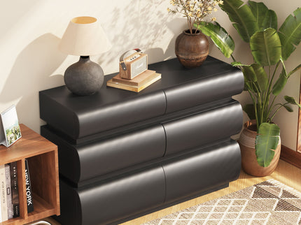 Minimalist Modern 6 Drawer Dresser, Handle Free Design With Wide Storage