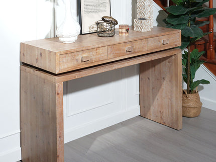 Rustic Wood Console Table With 3 Drawers Entryway Table For Hallway, Foyer, Or Office - Natural / Natural & Light Brown / Natural Wood / Natural Wood Wash / Natural / Rustic