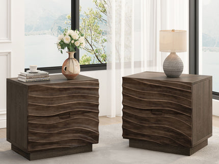 Nightstand With 2 Drawers, No Handles