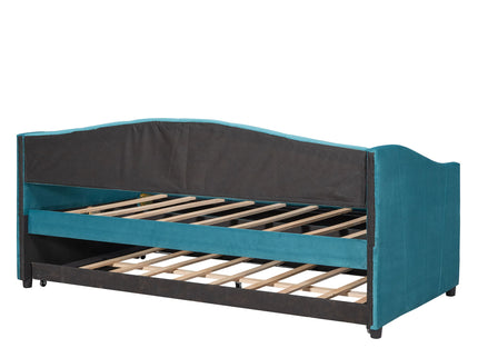 Upholstered Daybed Sofa Bed With Trundle Bed And Wood Slat
