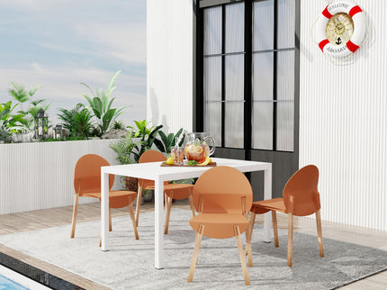 4 Piece Set Of Single Chairs With Long Table