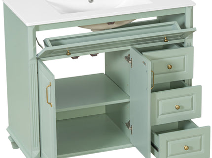 Modern Bathroom Vanity With Sink, 3 Drawers & 2 Doors