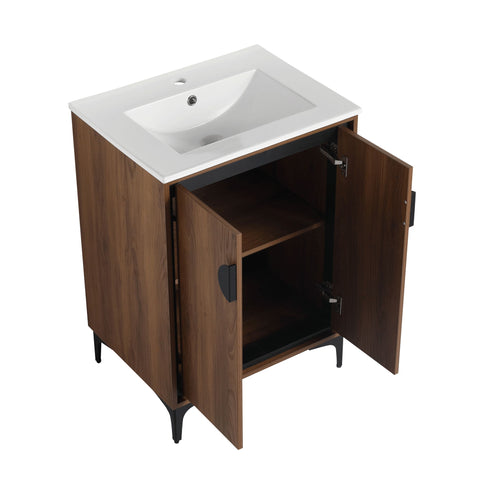 Modern Bathroom Vanity With Top Sink, Engineered Wood Storage Cabinet