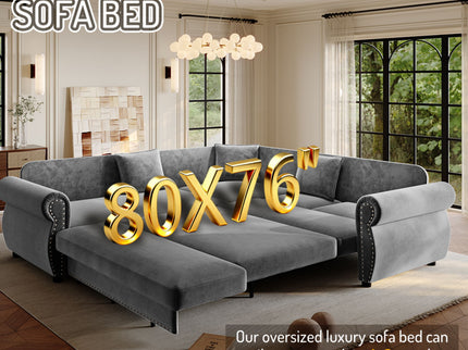 L-Shaped Sofa Couch With Pull-Out Bed