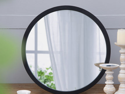 Circle Wall Mirror With Wooden Frame, Wall Mirror For Living Room