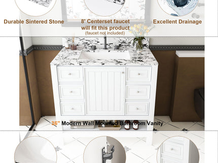 Bathroom Vanity Set With 3 Drawers And Storage Cabinet - White