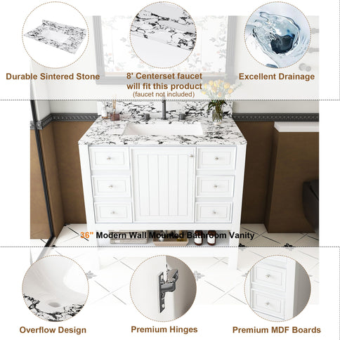 Bathroom Vanity Set With 3 Drawers And Storage Cabinet - White