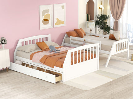 Bunk Bed With Drawers, Ladder And Storage Staircase