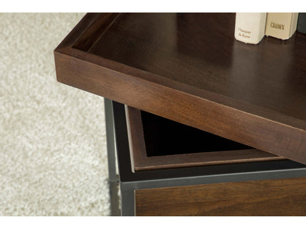 Ondrej - Square Accent Side Table With Removable Tray - Dark Brown