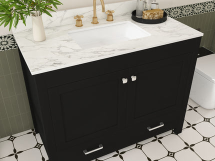 Bathroom Vanity Set, Sink And Faucet Holes Included - Black