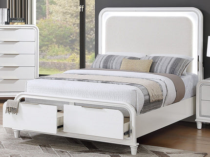 Bed With LED Lights Panel Headboard And Footboard Frame