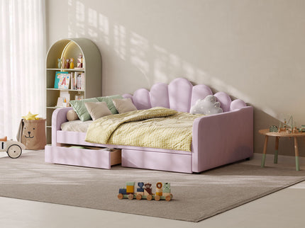 Shell Shaped Upholstered Daybed Frame With Slats