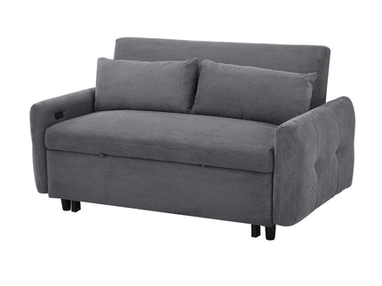 Pull-Out 2 Seat Modern Sleeper Sofa With 2 Throw Pillows And USB Ports