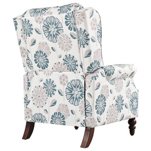 Push Back Recliner Chair Upholstered Recliner Armchair With Classic Wing Back And Solid Gourd-Shaped Legs