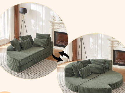 Semi Circular 2 In 1 Sofa Bed With Neck Pillow And Throw Pillows