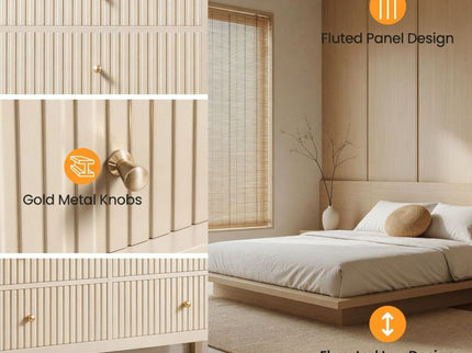 Modern 6 Drawer Fluted Dresser