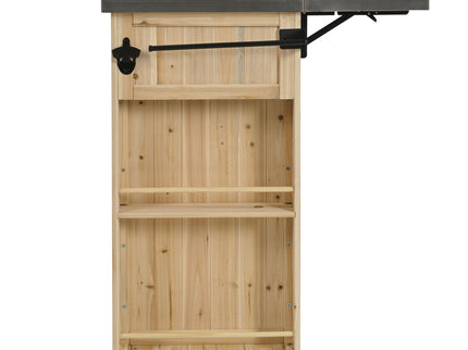 Outdoor Kitchen Island With Stainless Steel Top, Ample Storage Space, Towel And Spice Racks And A Bottle Opener