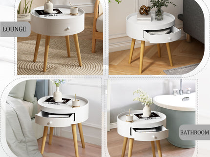 Nightstand With Storage Drawer, Bedside Table For Bedroom - White