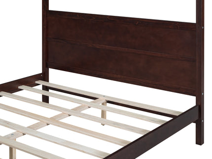 Canopy Platform Bed With Headboard And Footboard, Slat Support Leg