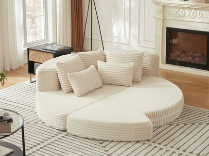Semi Circular 2 In 1 Sofa Bed With Neck Pillow And Throw Pillows