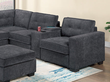 Sectional Set With Reversible Loveseat, USB Console, Corner Wedge & Ottoman