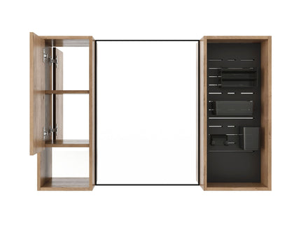 41.6" Wall Mounted Bathroom Cabinet With Soft Close Door, Storage Cabinet Featuring - Imitative Oak