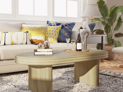 Oval Fluted Coffee Table - Natural