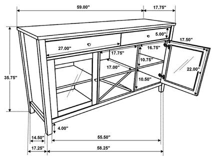 Prager - 2 Door Dining Sideboard - White