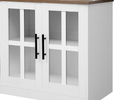 Wall Unit Entertainment Center With Bookshelves For TVs Up To 80", Tempered Glass Doors And Adjustable Shelves