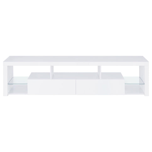 Lance - 2 Drawer TV Stand With Shelves - Gloss White