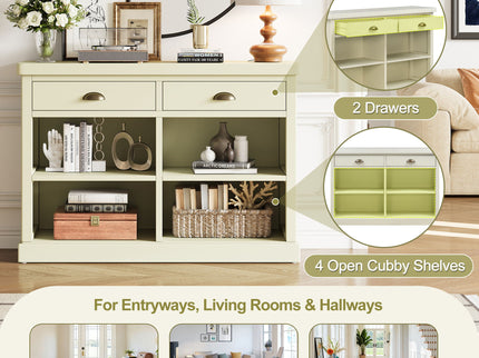 Console Table With 2 Drawers And Open Shelves