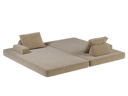 Multifunctional Convertible Sofa Bed With 2 Tumbler Backrests And 2 Pillows, Deep Seat Couch