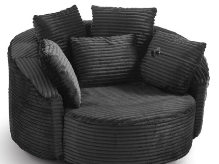 Swivel Accent Barrel Chair With Adjustable Phone Holder, 5 Pillows For Living Room