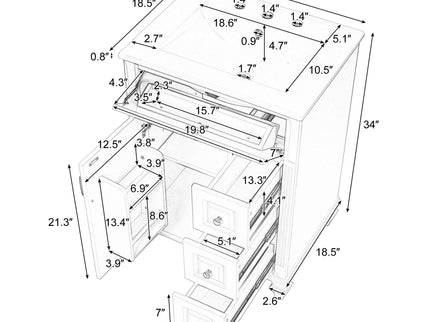 Freestanding Bathroom Vanity With Sink, 3 Drawers & Flip-Out Drawer