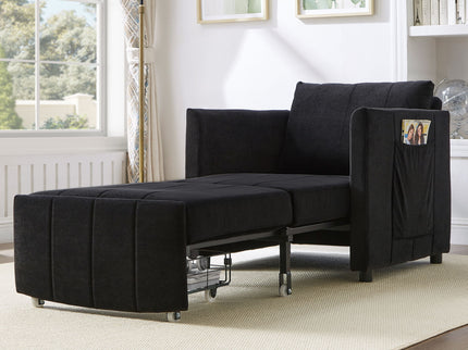 Upholstered Convertible Sleeper Sofa With 5 Position Backrest, Side Pockets, Storage