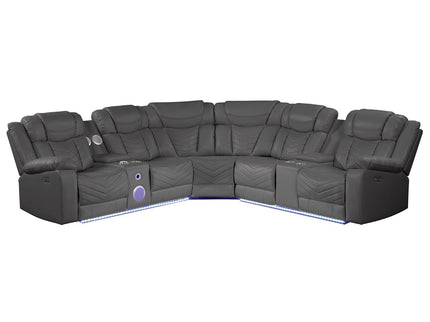 Challenger - Recliner Sectional Sofa, Built In USB, C Ports & Bluetooth