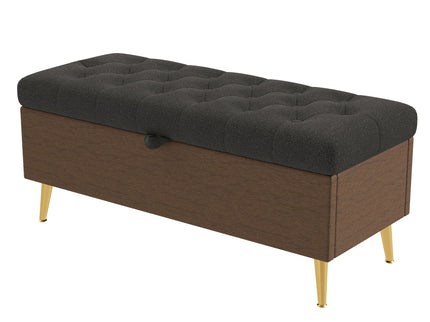 Modern Tufted Storage Ottoman Bench With Metal Legs