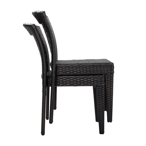5 Piece Patio Dining Set With Chairs, Outdoor Furniture - Brown Multi / Light Teak