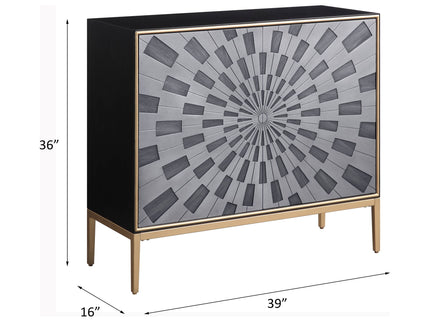 Quilla - Brass Console Cabinet - Black / Gery