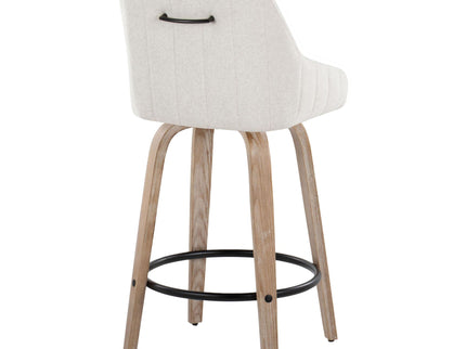 Hannah - Transitional Fixed Height Counter Stool With Swivel With Round Footrest (Set of 2)