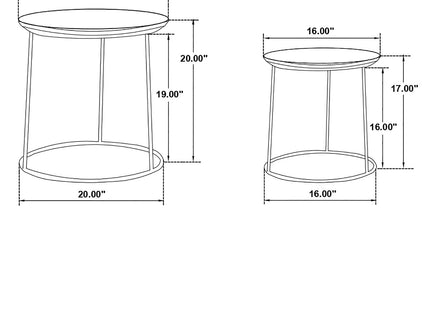 2 Piece Nesting Table With Embossed Tops And Base - Black