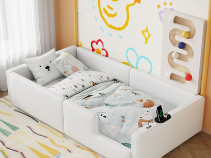 Platform Bed With Guardrail And Charging Station