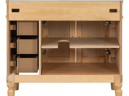 Modern Bathroom Vanity With Ceramic Sink, Soft Close Doors, Adjustable Shelves