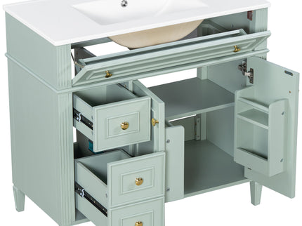 Bathroom Vanity With Sink, 3 Drawers & 2 Doors